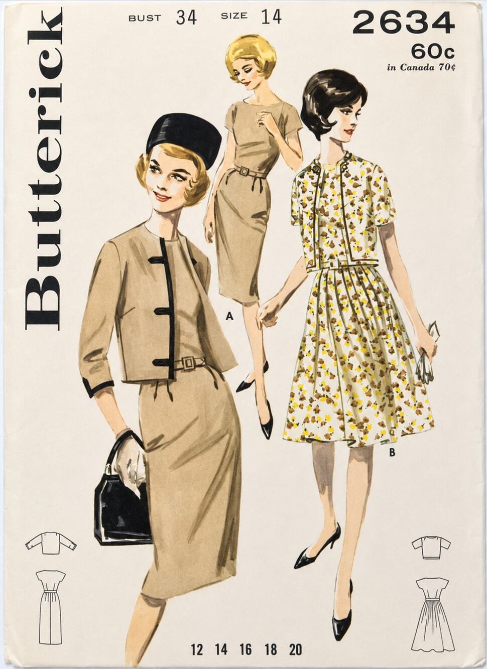 Vintage 50's Butterick 3325 Sewing Pattern Dress & Jacket Set Size 14 B/34 UC
